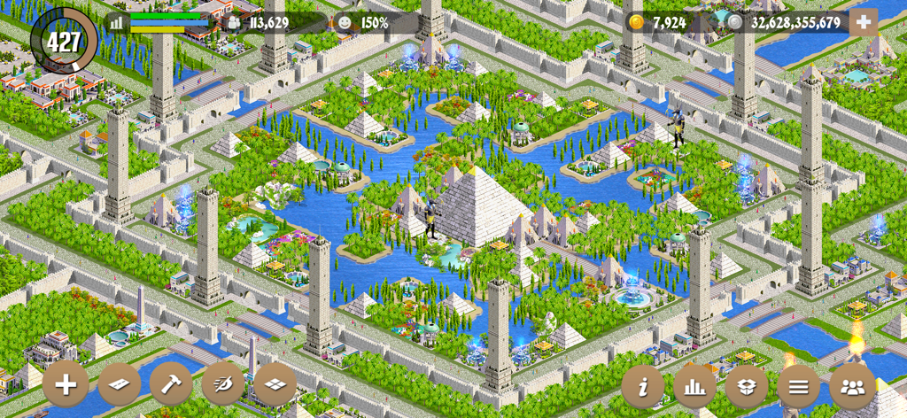 Designer City: Empire Edition - Isometric view of a vast ancient Egyptian city featuring pyramids and obelisks