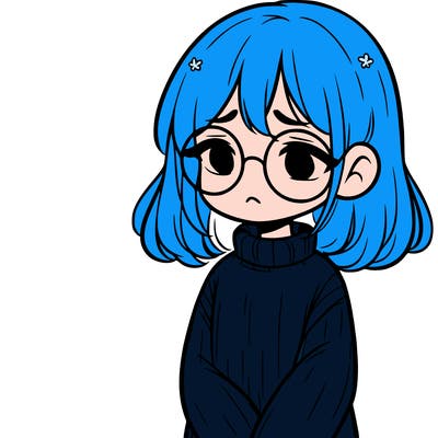 sad girl with glasses in a sweater