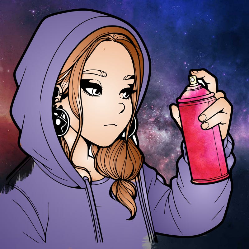 a realistic girl, spray painting