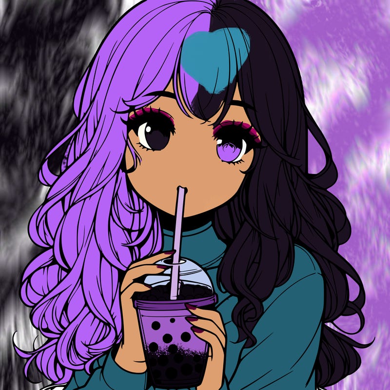 realistic girl drink a boba