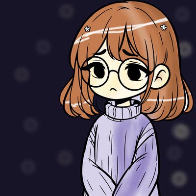 sad girl with glasses in a sweater