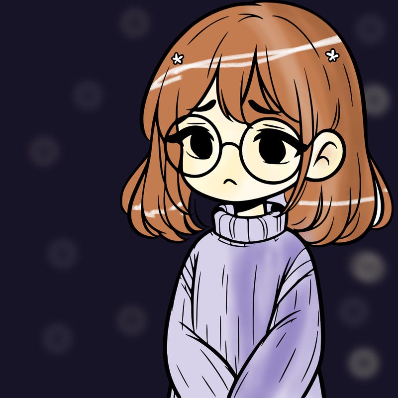 sad girl with glasses in a sweater