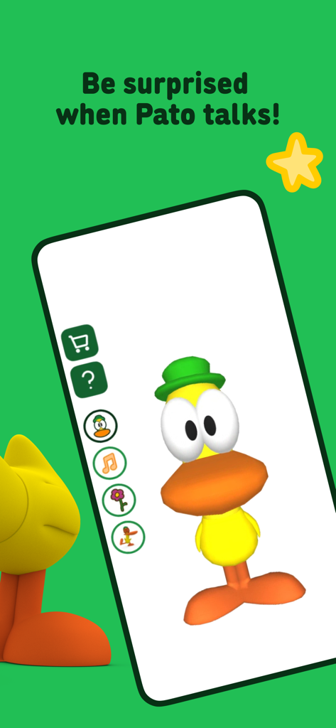 Talking Pocoyó: My Friend Pato - Personaje de Pato el pato dentro de la pantalla de la aplicación Pato Hablador de Pocoyó