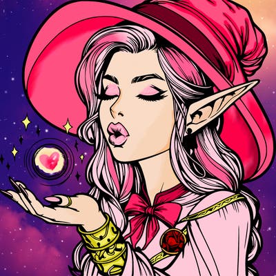 realistic elf casting a spell with lips