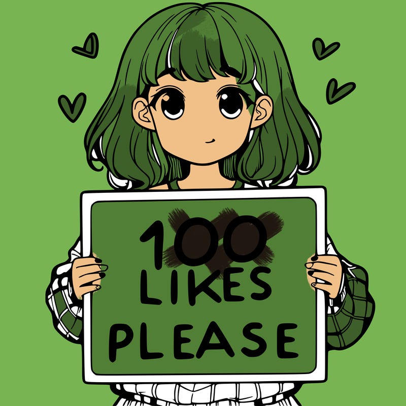 a girl holding a sign saying 100 likes please