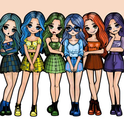 a group of girls realistic