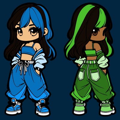 girl in crop top and baggy pants