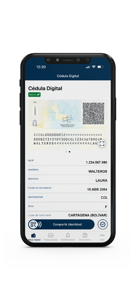 Cedula Digital Colombia - Cedula Digital Colombiaモバイルアプリのデジタル身分証明書ビュー