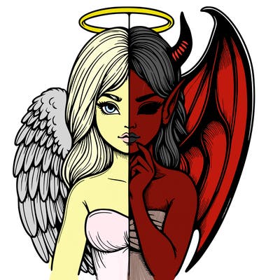 realistic angel half demon