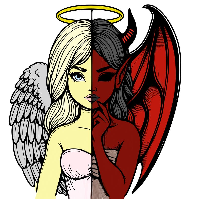 realistic angel half demon