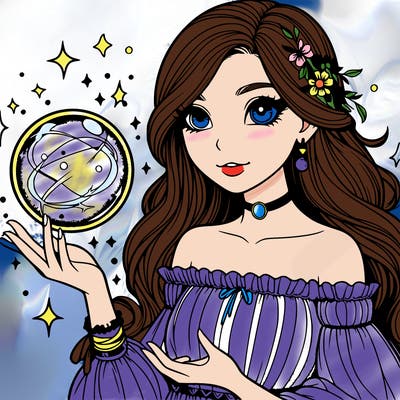 magical realistic girl holding a magic orb
