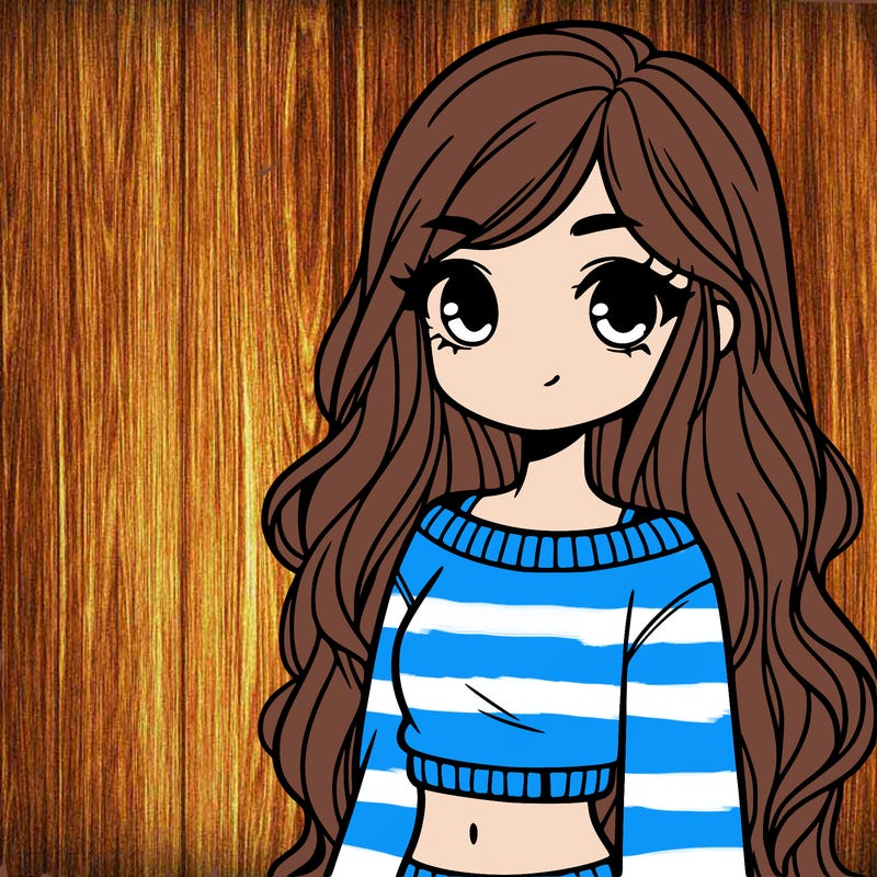 girl with long hair and a crop top with a sweater