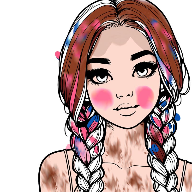 realistic girl with braids