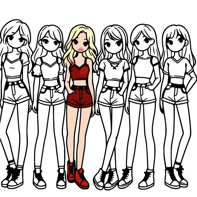 a group of girls wearing crop tops and shorts