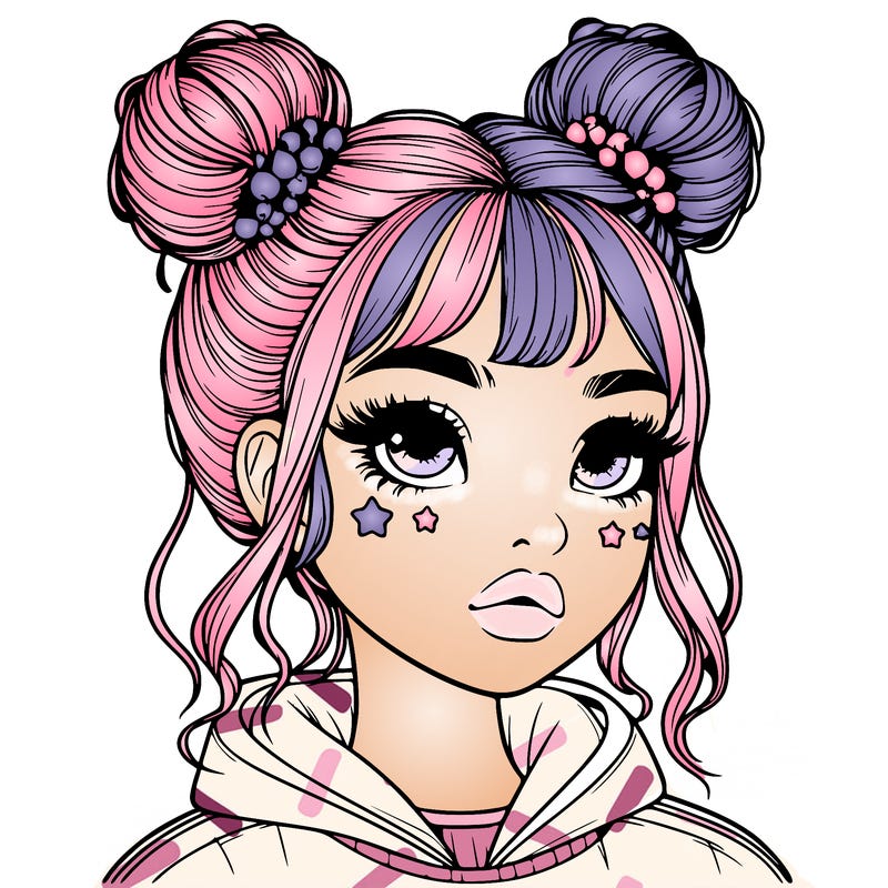 realistic girl with space buns