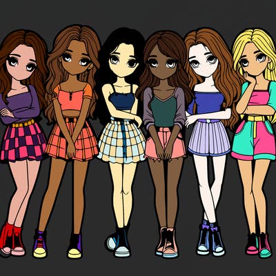 a group of girls realistic
