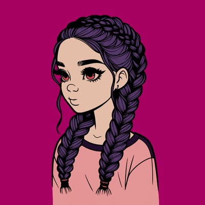 realistic girl with braids