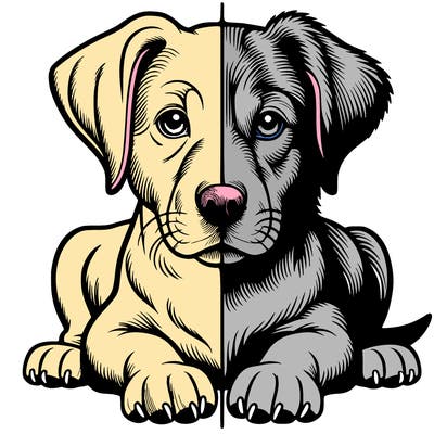 realistic dog split picture