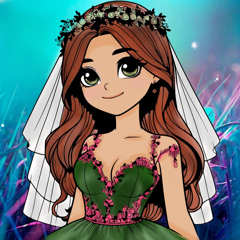 realistic girl in a wedding dress