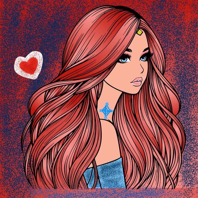 realistic girl with long realistic hair
