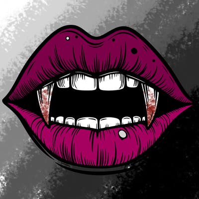 lips with vampire teeth