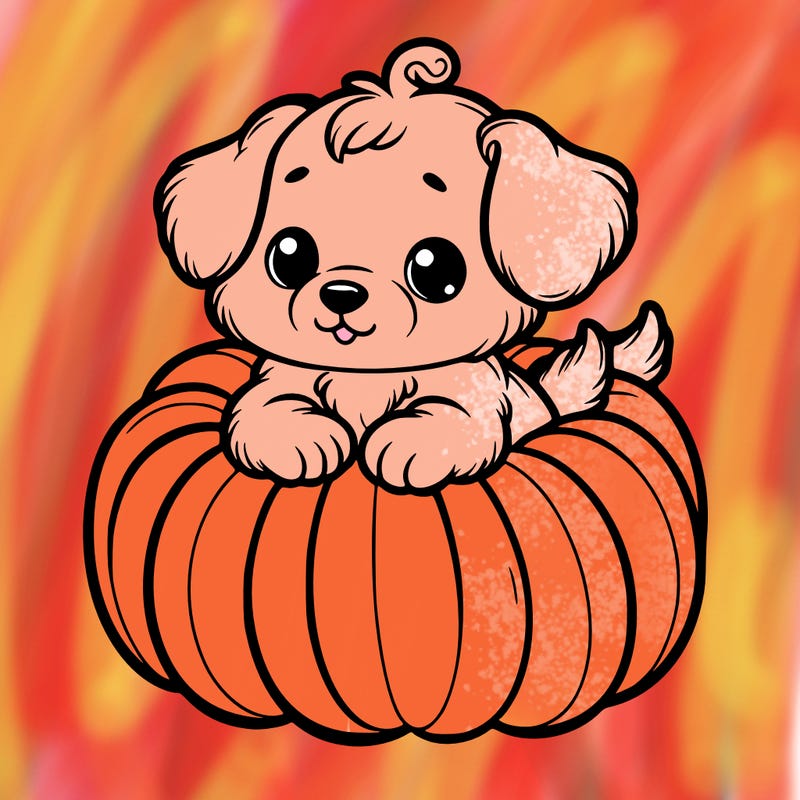 cute little puppy in a pumpkin