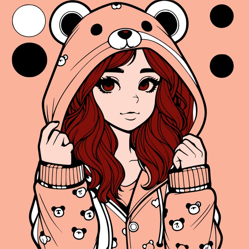 realistic girl in a animal pjs hoodie