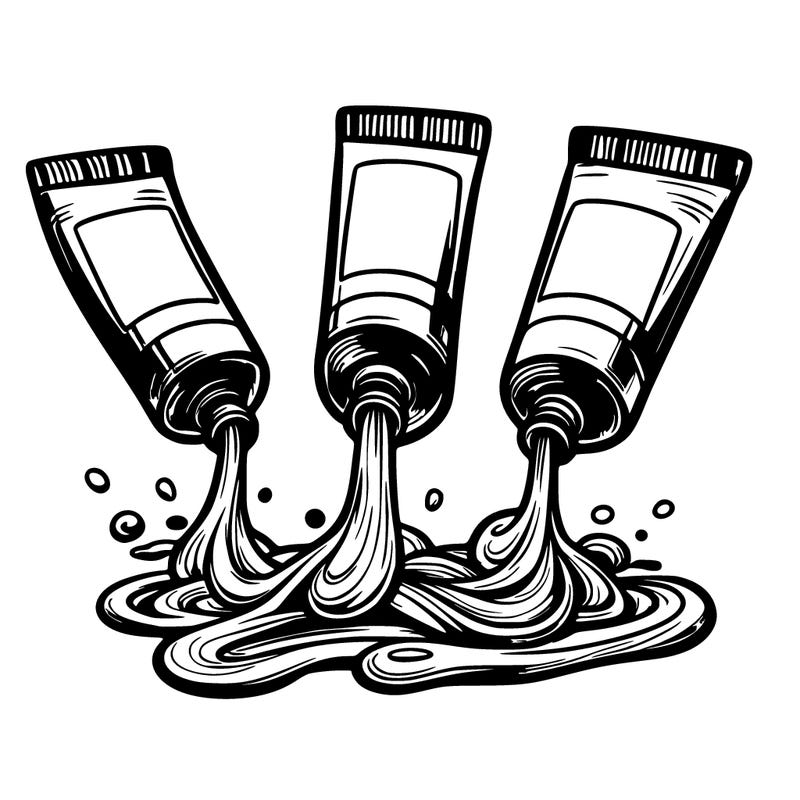 tubes of flowing paint