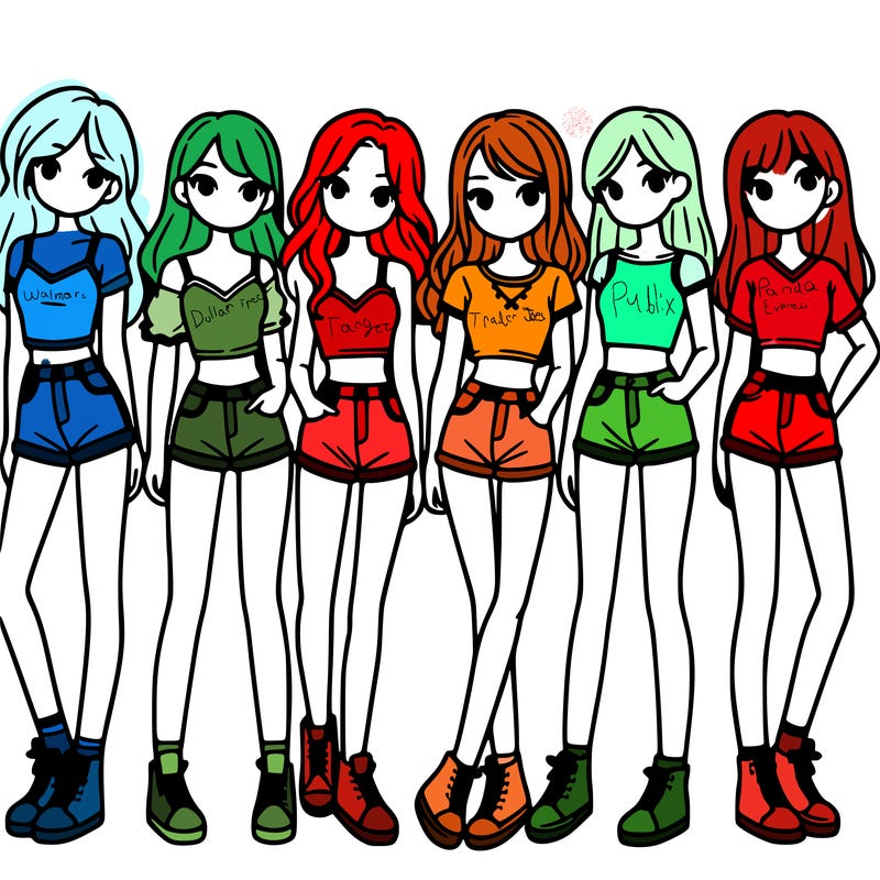 a group of girls wearing crop tops and shorts