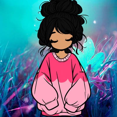 girl with baggy sweatshirt and messy bun