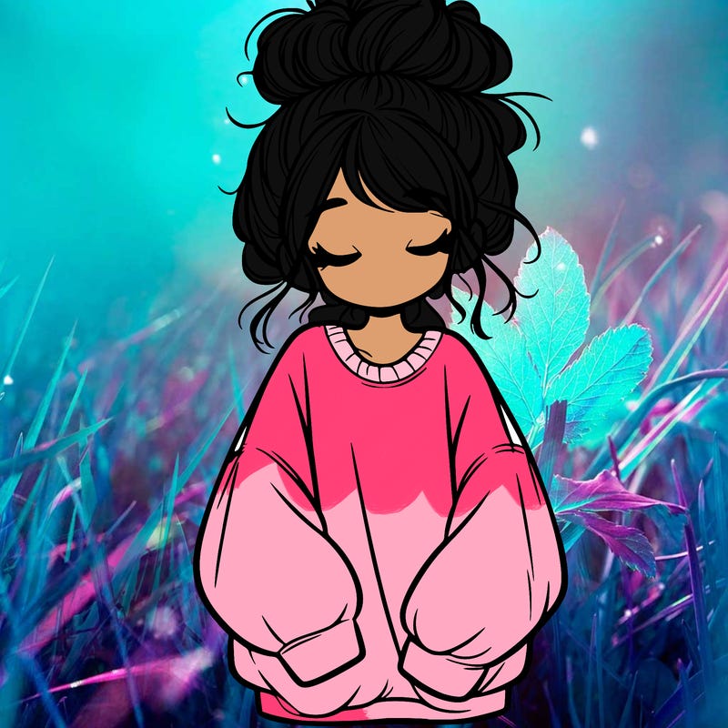 girl with baggy sweatshirt and messy bun