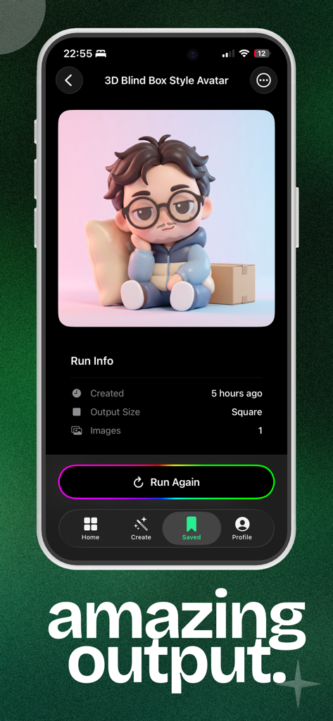 Prompt Market: AI Studio - Prompt Market AI Studio interface displaying a high-quality 3D blind box style avatar generation.