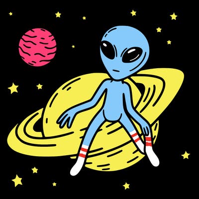 alien on a star in space