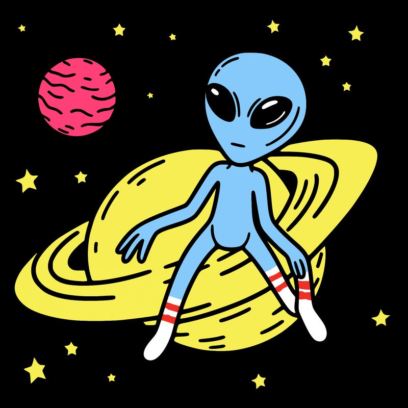 alien on a star in space