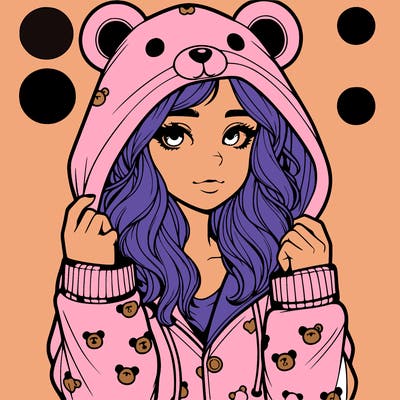 realistic girl in a animal pjs hoodie