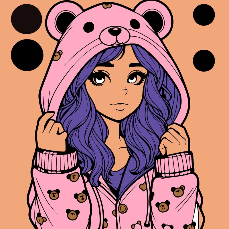 realistic girl in a animal pjs hoodie