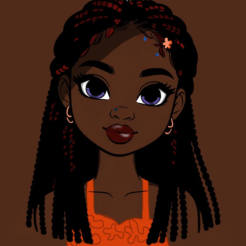 a realistic black girl with braids