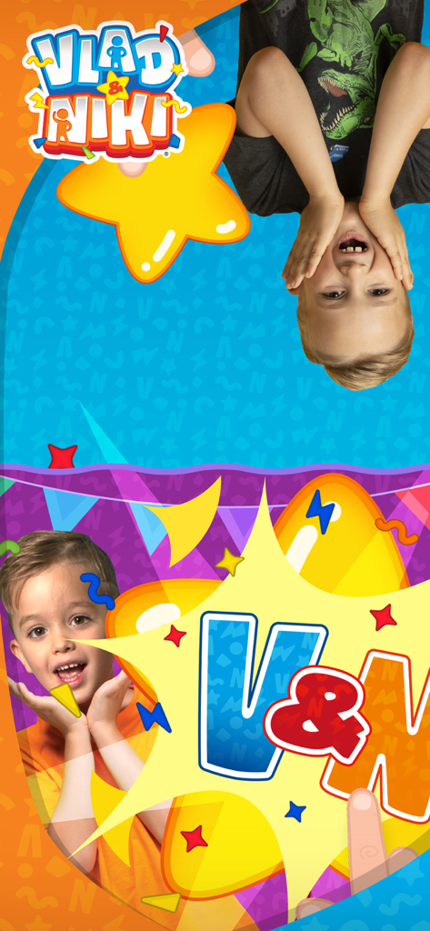 Vlad and Niki - 2 Players - Pantalla promocional de la app Vlad y Niki 2 Jugadores con los dos personajes principales y el logo del juego.