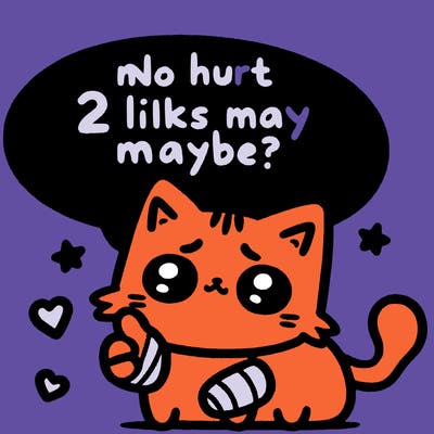 cute cat thats been hurt saiying 2 likes maybe