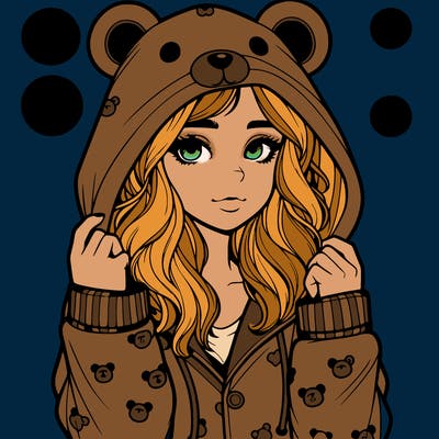 realistic girl in a animal pjs hoodie