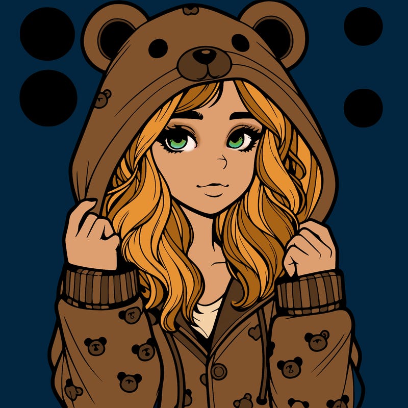 realistic girl in a animal pjs hoodie