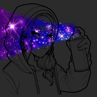 a realistic girl, spray painting