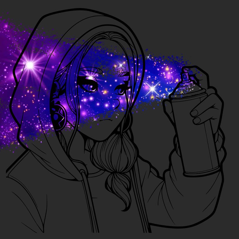 a realistic girl, spray painting