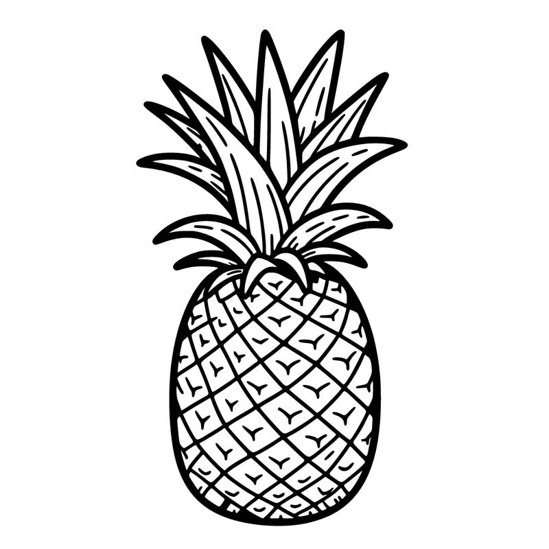 drawing of pineapple  %2c simple coloring page%2c for toddlers %2c fne line art%2c as if  drawn with a pencil%2c white background%2c simplicity%2c no shades%2c no colors