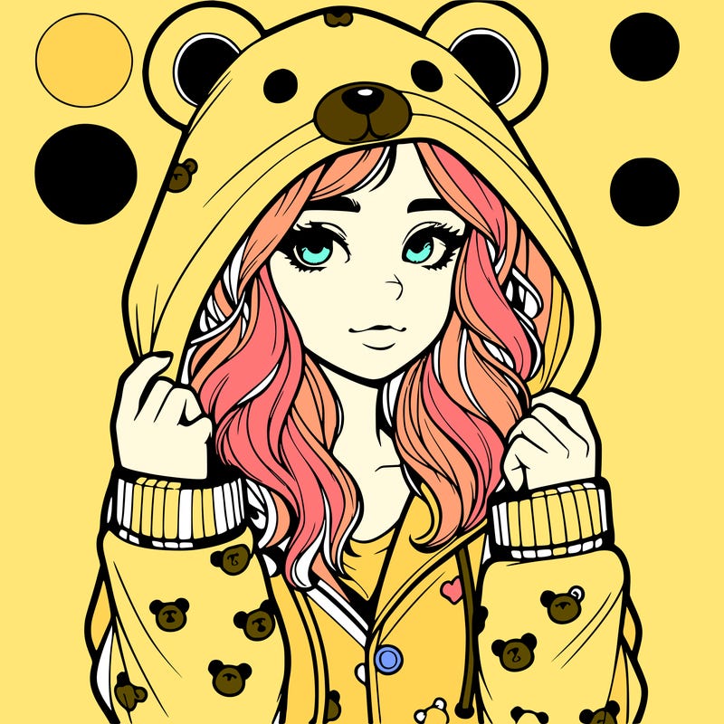 realistic girl in a animal pjs hoodie