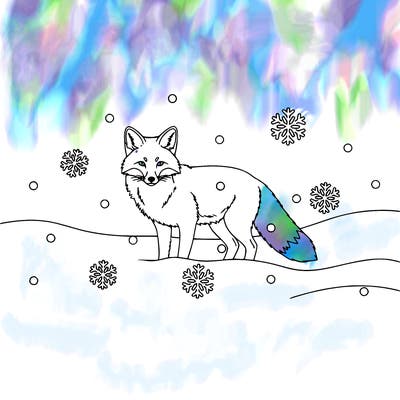 a fox in snow