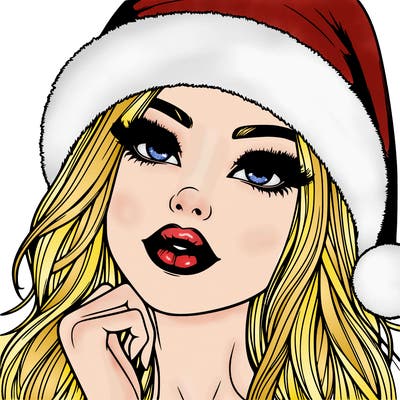 realistic christmas girl with lips