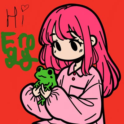 girl with long hair and a oversized shirt. and she is holding a frog
