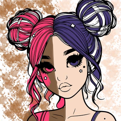 realistic girl with space buns