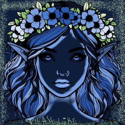realistic female elf with flower crown